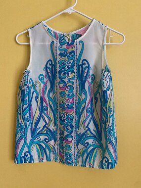 Lilly Pulitzer 100% Silk Sleeveless print shell top